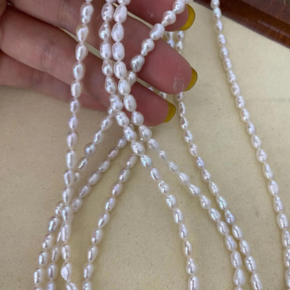 Natural White Freshwater Pearl Beads for Jewelry Making DIY Craft, Irregular Baroque Loose Pearls, Rice Shape, Small Oval Gemstone Beads