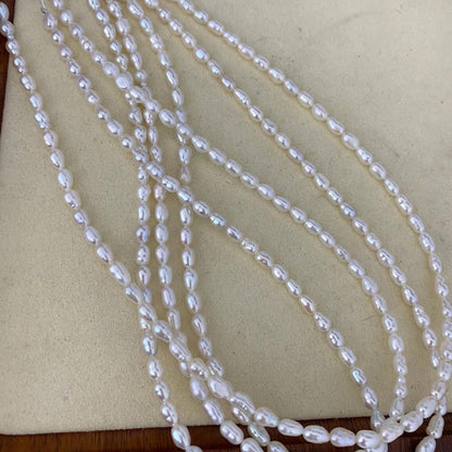 Natural White Freshwater Pearl Beads for Jewelry Making DIY Craft, Irregular Baroque Loose Pearls, Rice Shape, Small Oval Gemstone Beads
