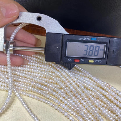 Small Button Freshwater Pearl Beads White Loose Round Pearls for DIY Jewelry Making, Big Hole Beads for Bracelet Necklace Craft