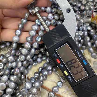 Gefärbte barocke Süßwasserperlen grau-blau für DIY Schmuck, unregelmäßige lose Perlen für Armband Halskette, Bastelperlen Strang