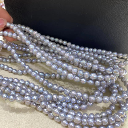 Elektroplattierte graue Süßwasserperlen Barock Stil für DIY Schmuck, unregelmäßige Nuggets für Armband Kette Bastelbedarf 38cm Strang