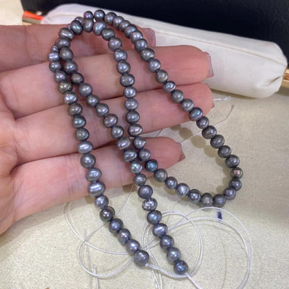 Gefärbte graue Süßwasserperlen für Schmuckherstellung, halbrunde Perlen auf 38cm Strang, ideal für Armbänder und Halsketten DIY