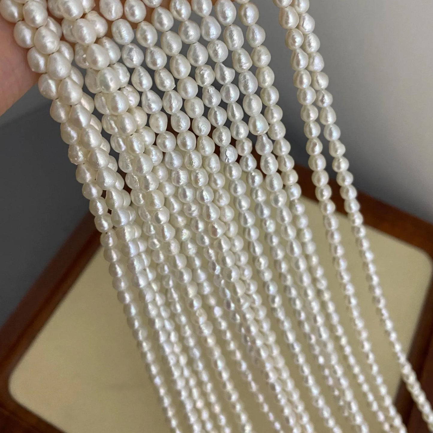 Natural Baroque Freshwater Pearl Beads Strand for Jewelry Making, Irregular White Rice Drop Pearls DIY Craft Supplies, Chunky Nugget Style