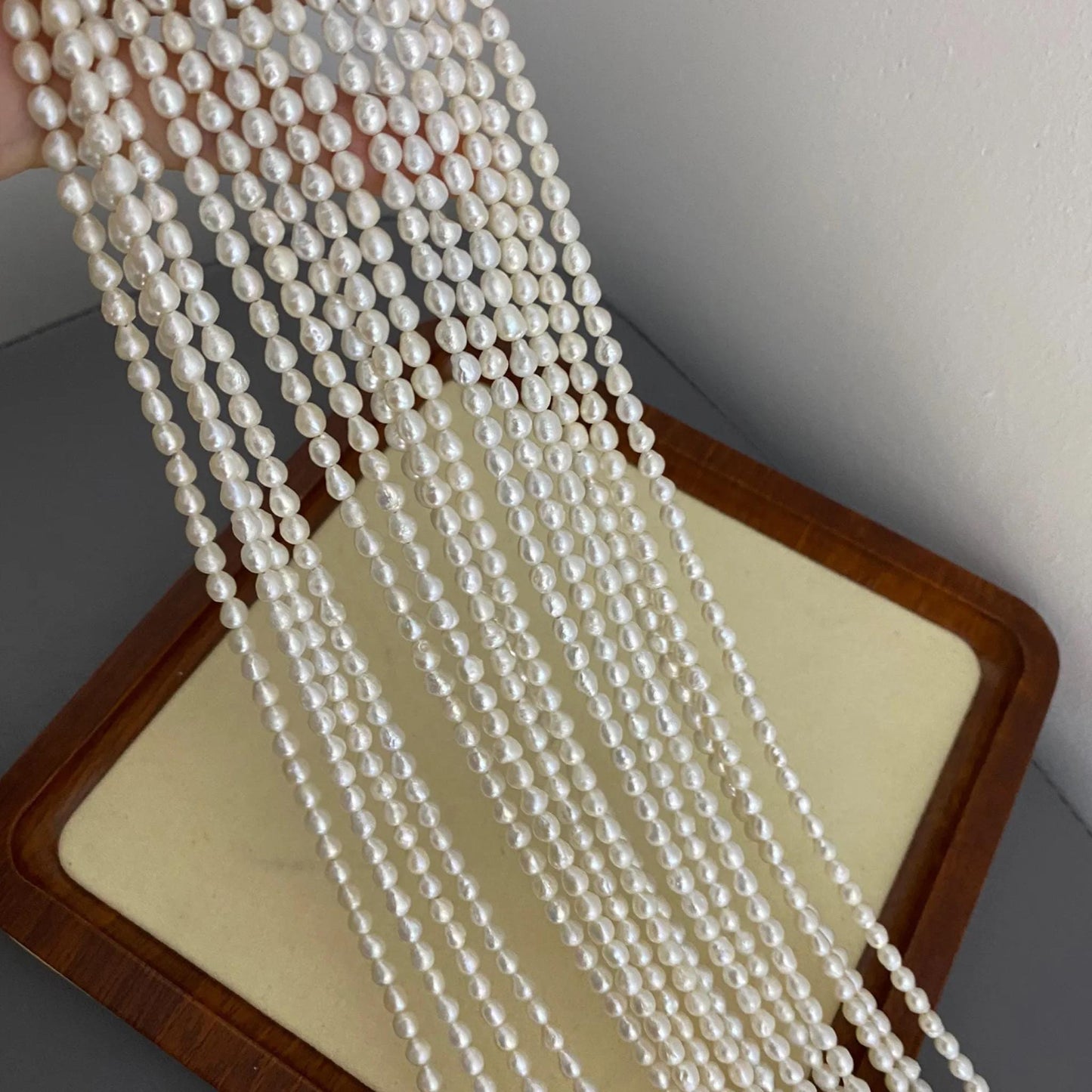 Natural Baroque Freshwater Pearl Beads Strand for Jewelry Making, Irregular White Rice Drop Pearls DIY Craft Supplies, Chunky Nugget Style