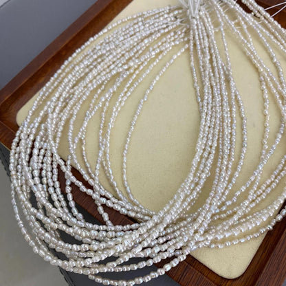 Tiny Barock Süßwasserperlen Strang für Schmuckherstellung, natürliche unregelmäßige weiße Reisform Perlen DIY Zubehör