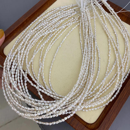 Tiny Barock Süßwasserperlen Strang für Schmuckherstellung, natürliche unregelmäßige weiße Reisform Perlen DIY Zubehör