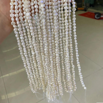 Natural Baroque Freshwater Pearl Beads Strand for Jewelry Making, Irregular White Rice Drop Pearls with Organic Rings DIY Supplies