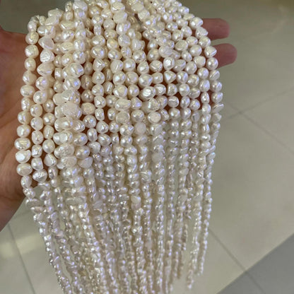 Natural Baroque Freshwater Pearl Beads Strand for Jewelry Making, Irregular White Rice Drop Pearls with Organic Rings DIY Supplies