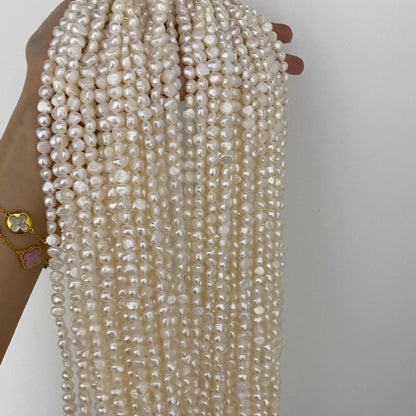 Natural Baroque Freshwater Pearl Beads Strand for Jewelry Making, Irregular White Rice Drop Pearls with Organic Rings DIY Supplies