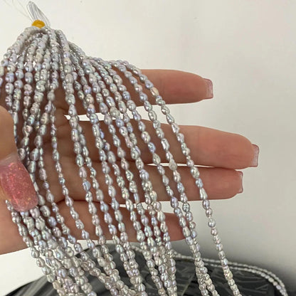 Natürliche Barock Süßwasserperlen Strang für Schmuckherstellung, unregelmäßige graue Reisform Perlen DIY Zubehör kleine Beads