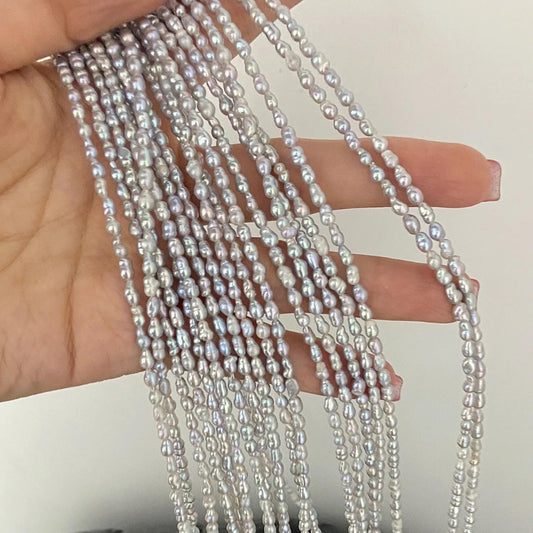 Natürliche Barock Süßwasserperlen Strang für Schmuckherstellung, unregelmäßige graue Reisform Perlen DIY Zubehör kleine Beads