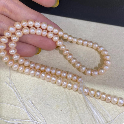 Natürliche Süßwasserperlen Strang für Schmuckherstellung, Barock Oval Perlen in Pfirsich Orange, DIY Schmuck Zubehör kleine Beads