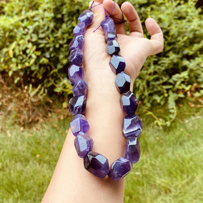 Uruguay Amethyst Nuggets Tiefviolett Große 16–20mm Unregelmäßiger Schliff Edelstein Perlen mit Loch für DIY Schmuck