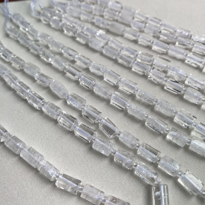 Transparente Kristallperlen 6x10mm, Naturstein Zylinder Perlen für DIY Schmuck, Weißer Quarz Bastelperlen für Armband & Kette