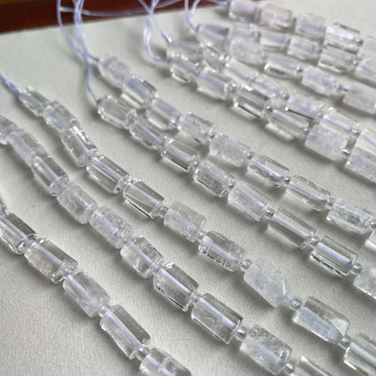Transparente Kristallperlen 6x10mm, Naturstein Zylinder Perlen für DIY Schmuck, Weißer Quarz Bastelperlen für Armband & Kette