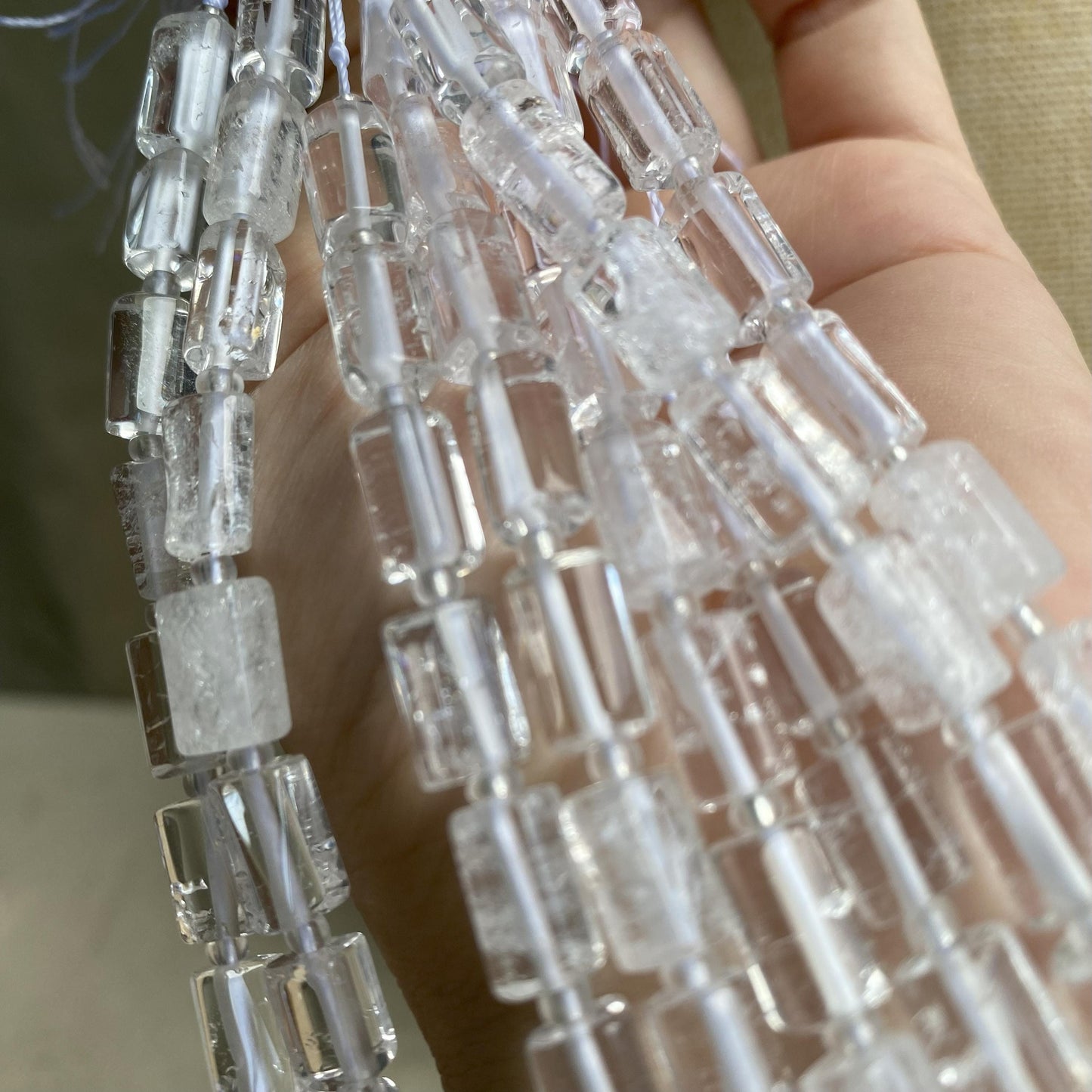 Transparente Kristallperlen 6x10mm, Naturstein Zylinder Perlen für DIY Schmuck, Weißer Quarz Bastelperlen für Armband & Kette