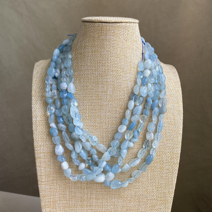 Natürliche Aquamarin Nugget Perlen, blaue Kristallsteine für Schmuckherstellung, Boho DIY Armband Halskette, große unregelmäßige Perlen