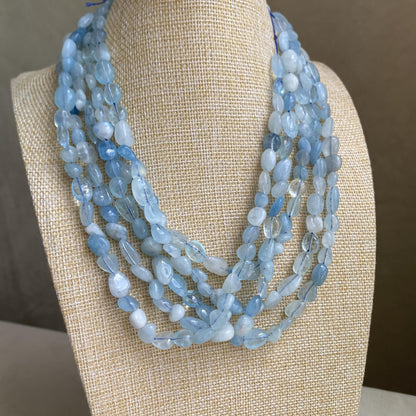 Natürliche Aquamarin Nugget Perlen, blaue Kristallsteine für Schmuckherstellung, Boho DIY Armband Halskette, große unregelmäßige Perlen