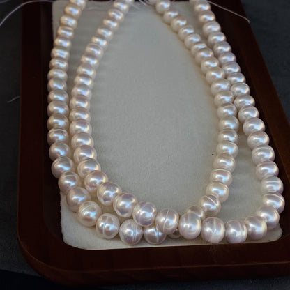 Natürliche Süßwasserperlen Strang｜Runde Perlen mit Taille Linie｜DIY Schmuckherstellung Halskette Armband Ohrringe Material