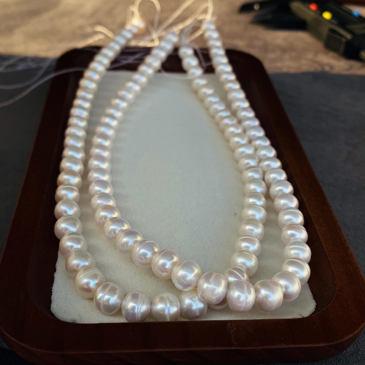 Natürliche Süßwasserperlen Strang｜Runde Perlen mit Taille Linie｜DIY Schmuckherstellung Halskette Armband Ohrringe Material