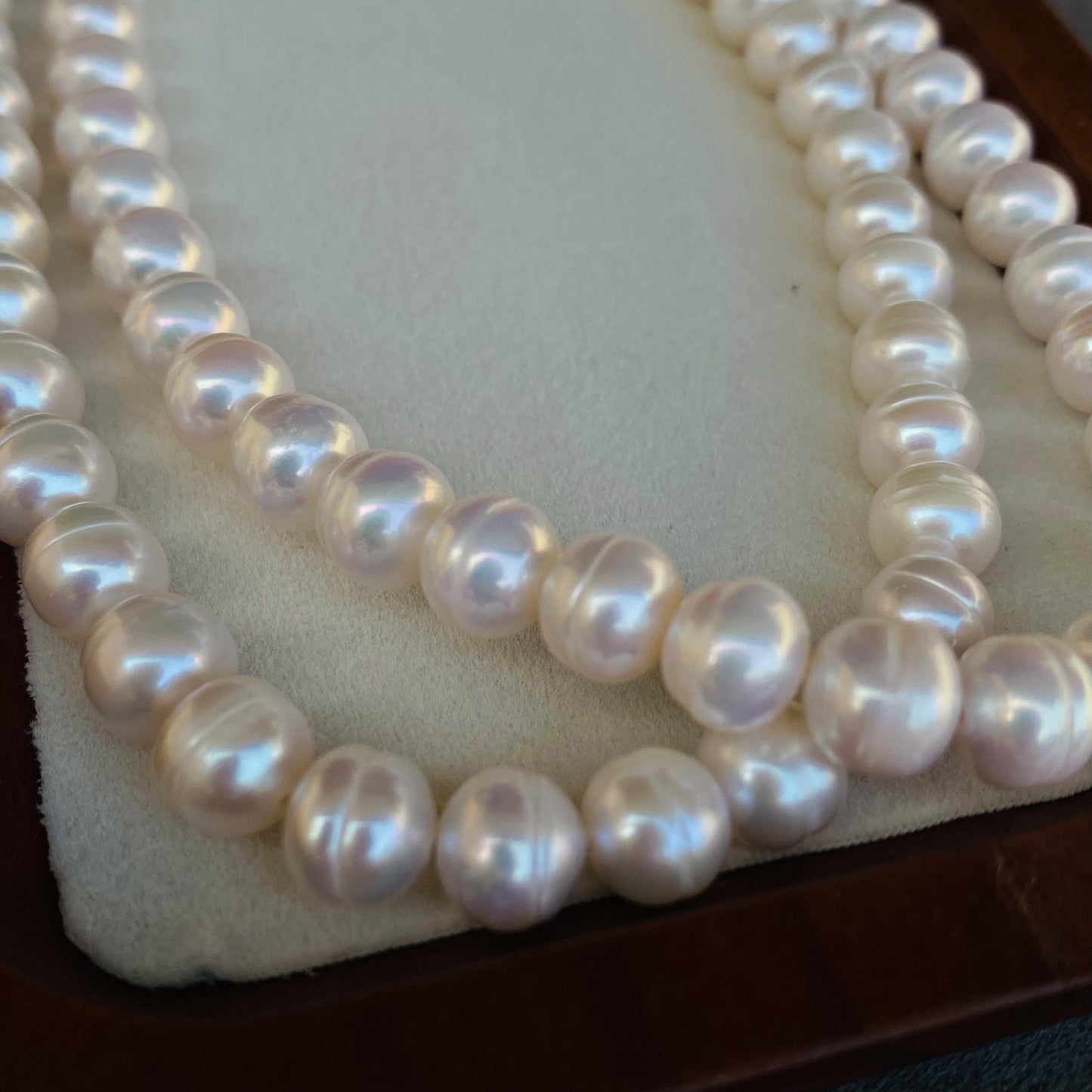 Natürliche Süßwasserperlen Strang｜Runde Perlen mit Taille Linie｜DIY Schmuckherstellung Halskette Armband Ohrringe Material