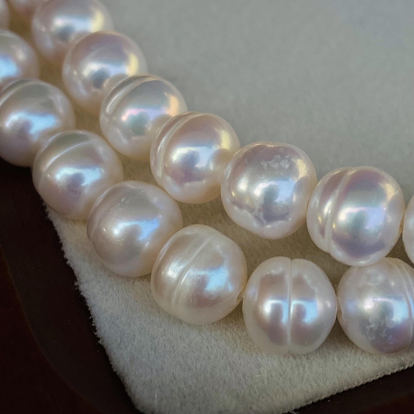 Natürliche Süßwasserperlen Strang｜Runde Perlen mit Taille Linie｜DIY Schmuckherstellung Halskette Armband Ohrringe Material