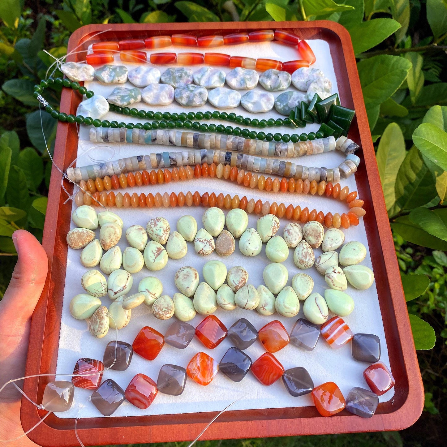 Naturstein Perlenstränge für DIY Schmuck · 7 Varianten Achat Jade Amazonit Jaspis Karneol · Handpolierte Edelsteinperlen 38cm