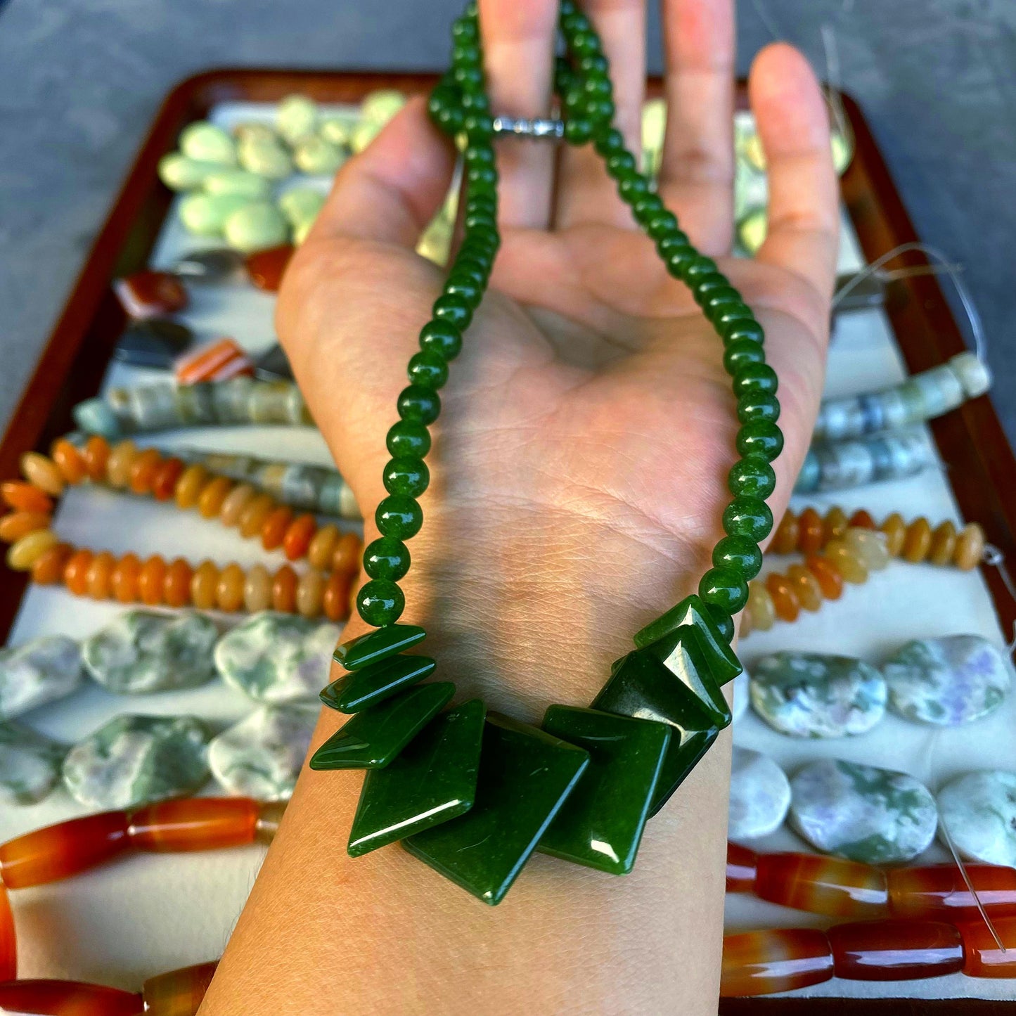 Naturstein Perlenstränge für DIY Schmuck · 7 Varianten Achat Jade Amazonit Jaspis Karneol · Handpolierte Edelsteinperlen 38cm