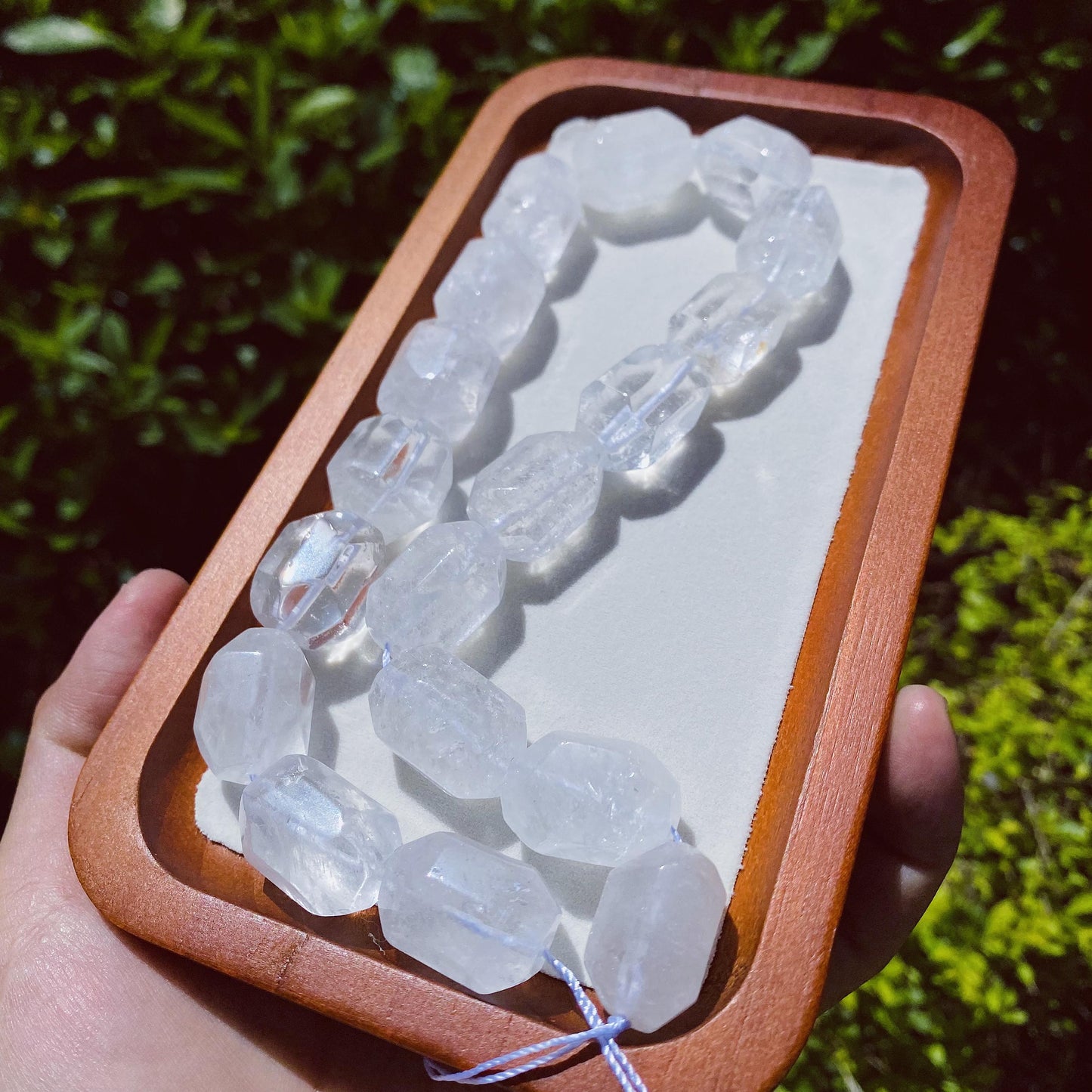 Facettierte Naturstein Perlen für Boho Schmuck DIY Projekte, Klarer Kristall für Heilstein Armband Kette Basteln 40cm Strang