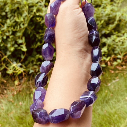 Uruguay Amethyst Nuggets Tiefviolett Große 16–20mm Unregelmäßiger Schliff Edelstein Perlen mit Loch für DIY Schmuck