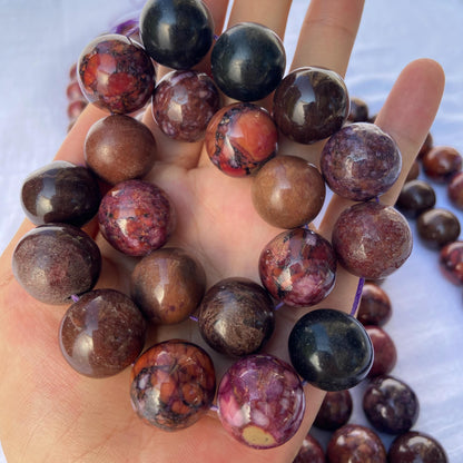 Natürliche Rote Jaspisperlen für Schmuckherstellung, Polierte Rundsteine, Boho Chakra Edelstein Strang für DIY Armbänder und Halsketten