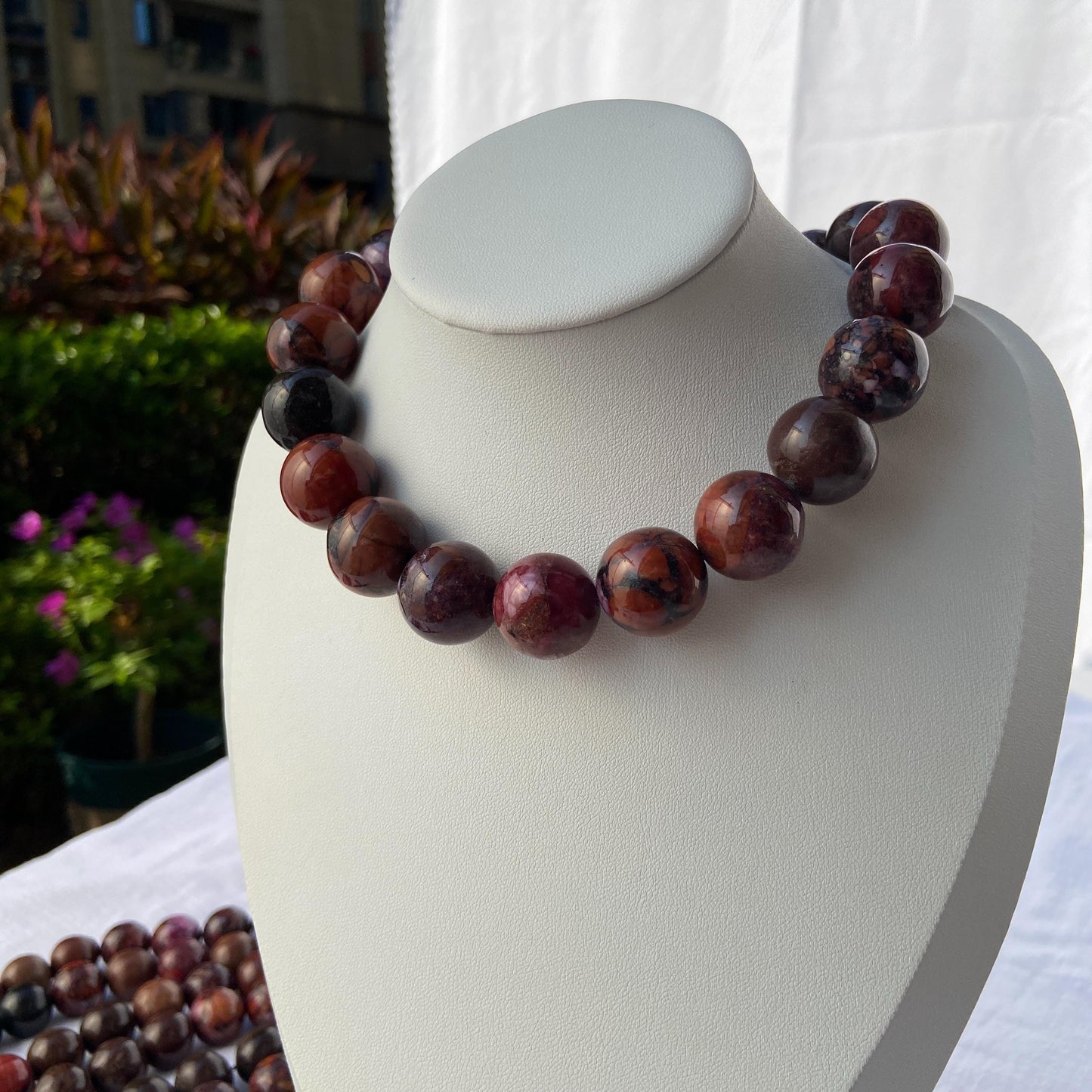 Natürliche Rote Jaspisperlen für Schmuckherstellung, Polierte Rundsteine, Boho Chakra Edelstein Strang für DIY Armbänder und Halsketten