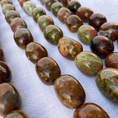 Natürliche indische Achat Edelsteinperlen für DIY Schmuck – Große polierte Nugget Ovalperlen in Erdtönen für Armband & Halskettenherstellung