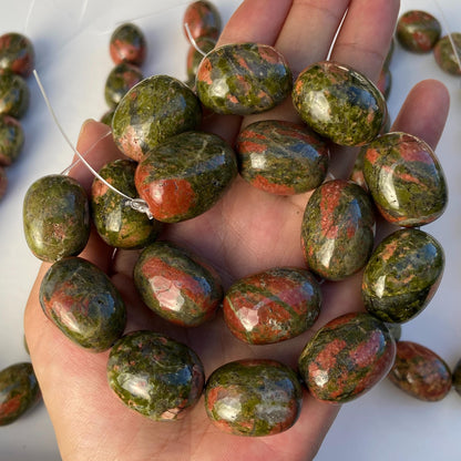 Natürliche indische Achat Edelsteinperlen für DIY Schmuck – Große polierte Nugget Ovalperlen in Erdtönen für Armband & Halskettenherstellung