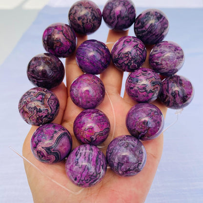 Große Charoit Perlen lila Naturstein rund poliert DIY Schmuckperlen für Armbänder Ketten Hauptperle Heilstein 24mm