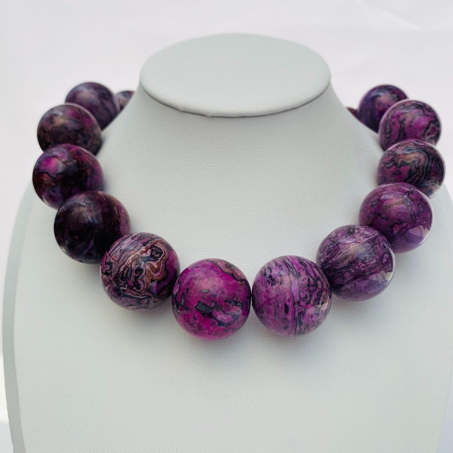 Große Charoit Perlen lila Naturstein rund poliert DIY Schmuckperlen für Armbänder Ketten Hauptperle Heilstein 24mm