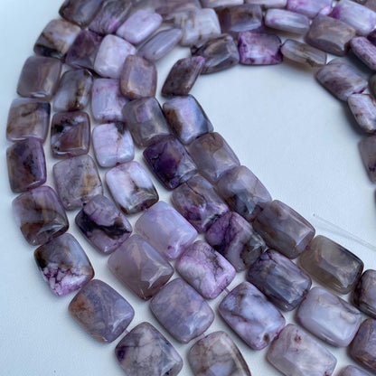 Natürliche lila Achat Rechteck-Perlen für Schmuckherstellung, polierte Edelsteinperlen, DIY Boho Stil, für Halsketten & Armbänder