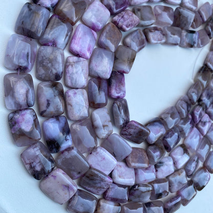 Natürliche lila Achat Rechteck-Perlen für Schmuckherstellung, polierte Edelsteinperlen, DIY Boho Stil, für Halsketten & Armbänder