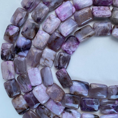 Natürliche lila Achat Rechteck-Perlen für Schmuckherstellung, polierte Edelsteinperlen, DIY Boho Stil, für Halsketten & Armbänder