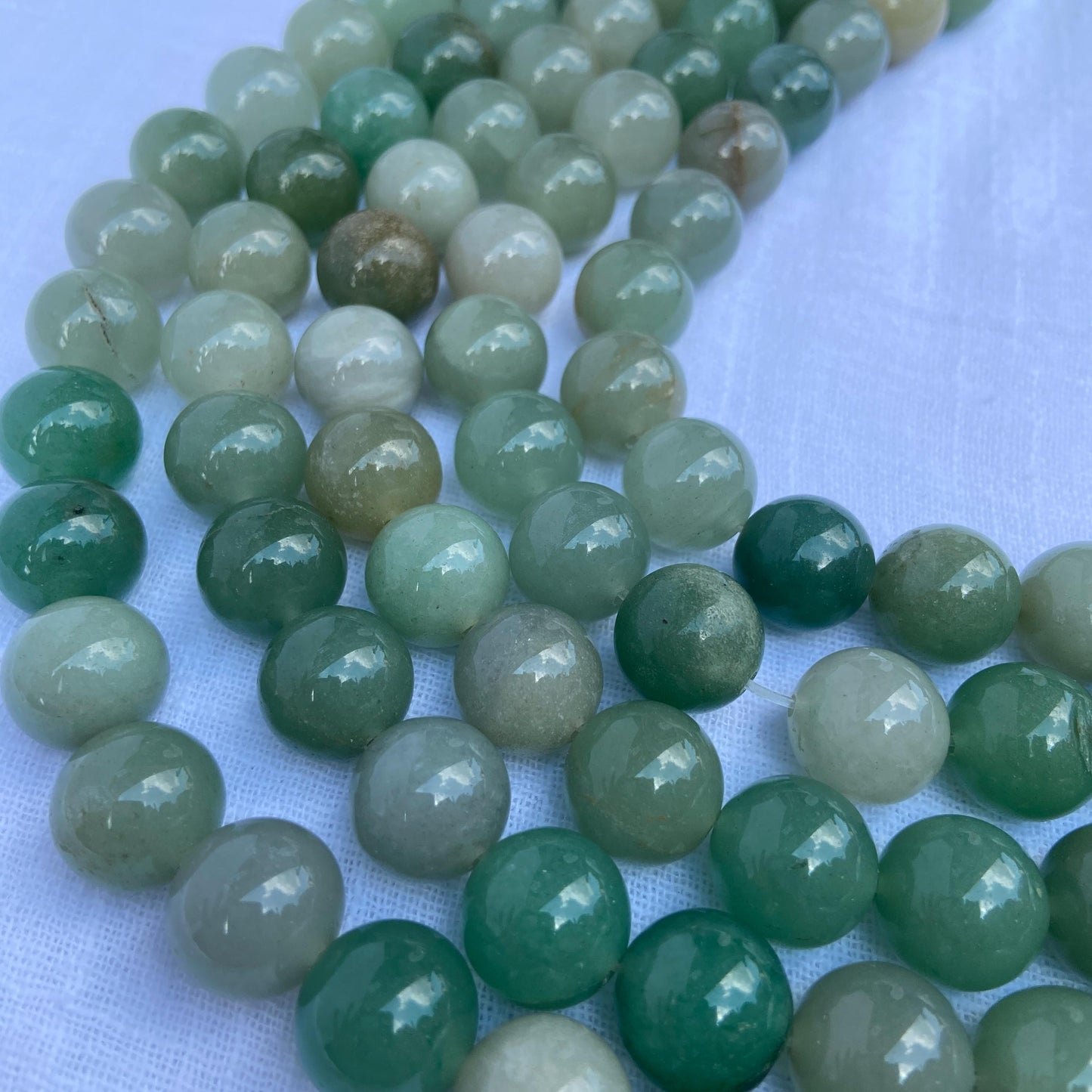 Grüne Aventurin Perlen für DIY Schmuckherstellung – Natürliche Heilsteine in rundem Schliff, poliert, für Armband & Mala Ketten Projekte