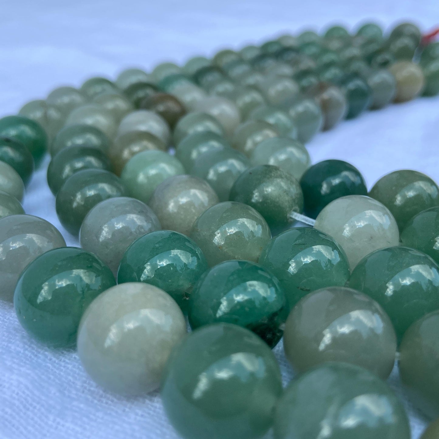 Grüne Aventurin Perlen für DIY Schmuckherstellung – Natürliche Heilsteine in rundem Schliff, poliert, für Armband & Mala Ketten Projekte