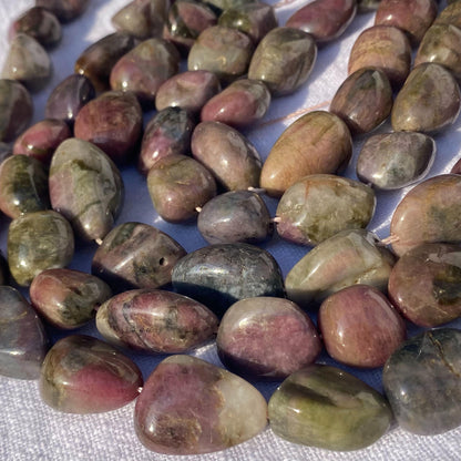 Natürliche Turmalin Nuggets für Schmuckherstellung – Mehrfarbige rohe Edelsteinperlen, Heilsteine, DIY Mala Kette, Freeform Beads 38cm