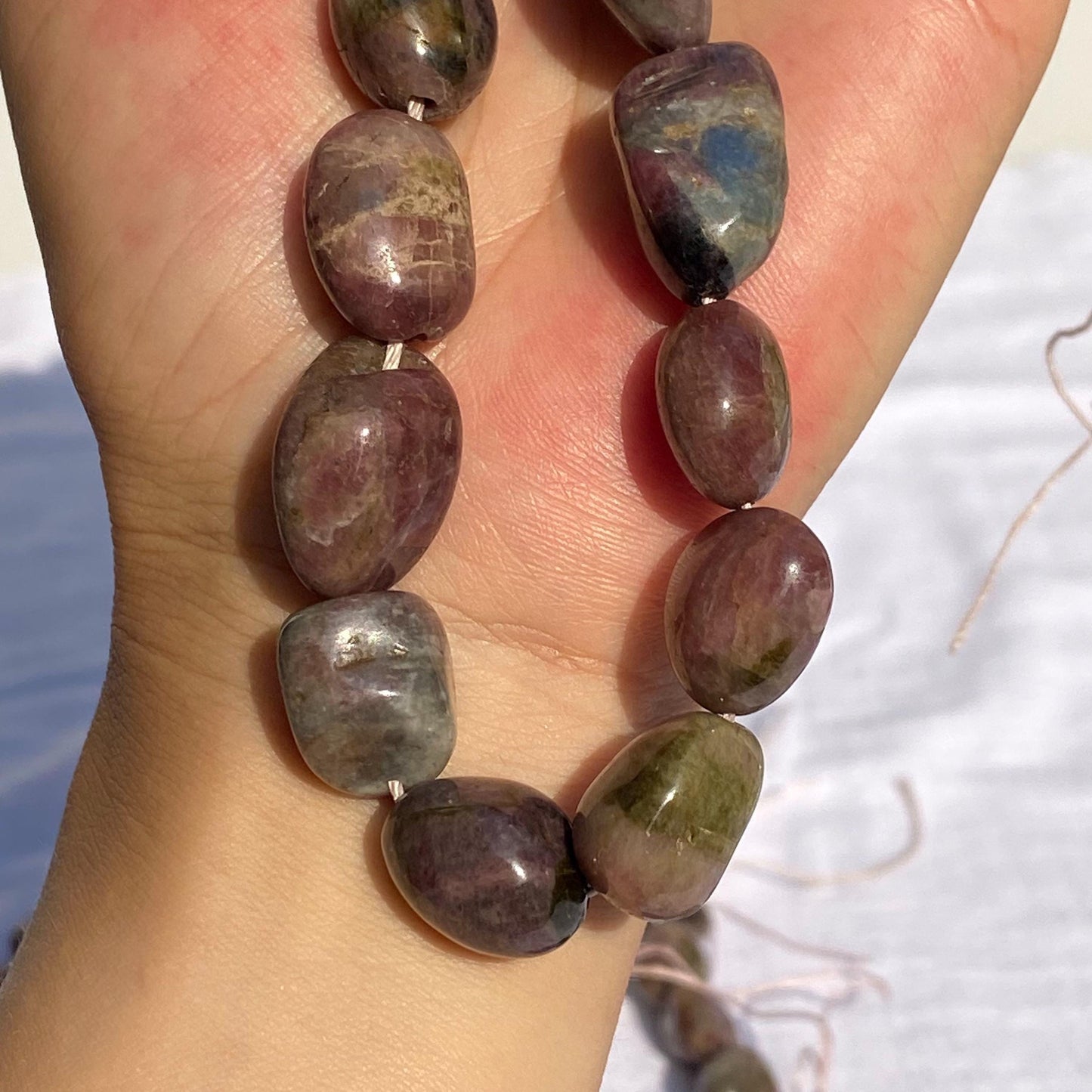 Natürliche Turmalin Nuggets für Schmuckherstellung – Mehrfarbige rohe Edelsteinperlen, Heilsteine, DIY Mala Kette, Freeform Beads 38cm