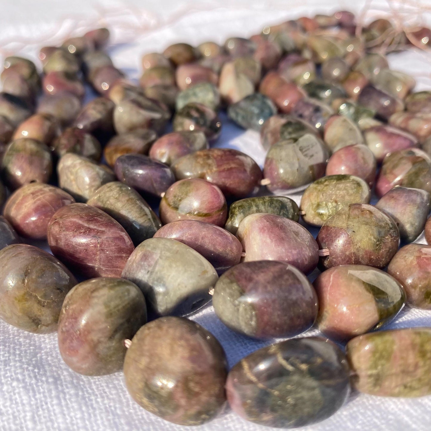 Natürliche Turmalin Nuggets für Schmuckherstellung – Mehrfarbige rohe Edelsteinperlen, Heilsteine, DIY Mala Kette, Freeform Beads 38cm