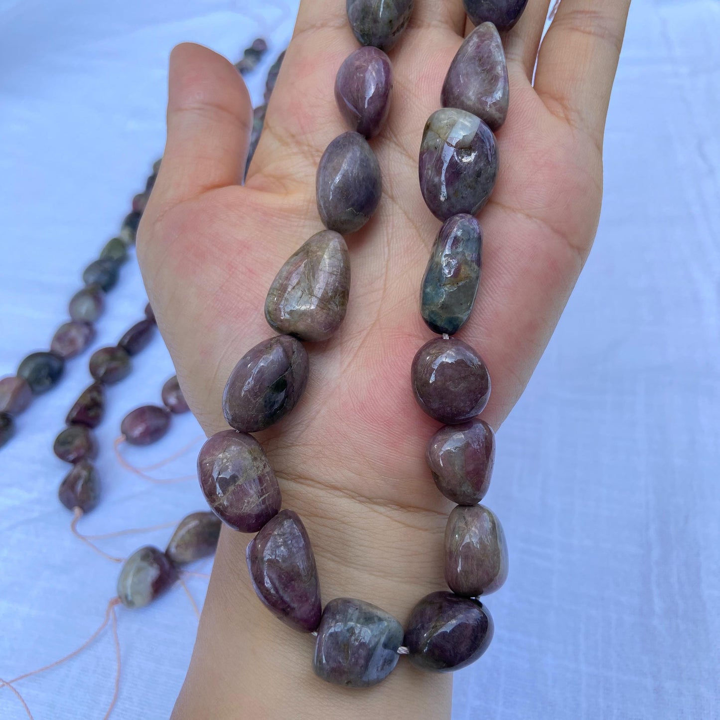 Natürliche Turmalin Nuggets für Schmuckherstellung – Mehrfarbige rohe Edelsteinperlen, Heilsteine, DIY Mala Kette, Freeform Beads 38cm