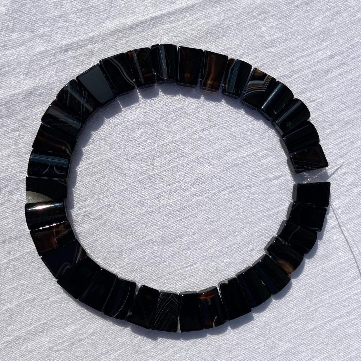 Natürliche Schwarze Achat-Perlen – Polierte Edelstein-Treppenperlen für Schmuckherstellung, Mala, Energieheilung & Boho DIY-Projekte,