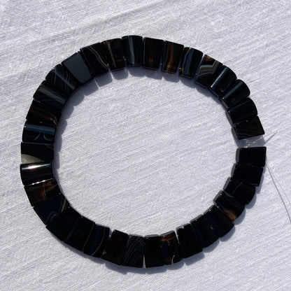 Natürliche Schwarze Achat-Perlen – Polierte Edelstein-Treppenperlen für Schmuckherstellung, Mala, Energieheilung & Boho DIY-Projekte,