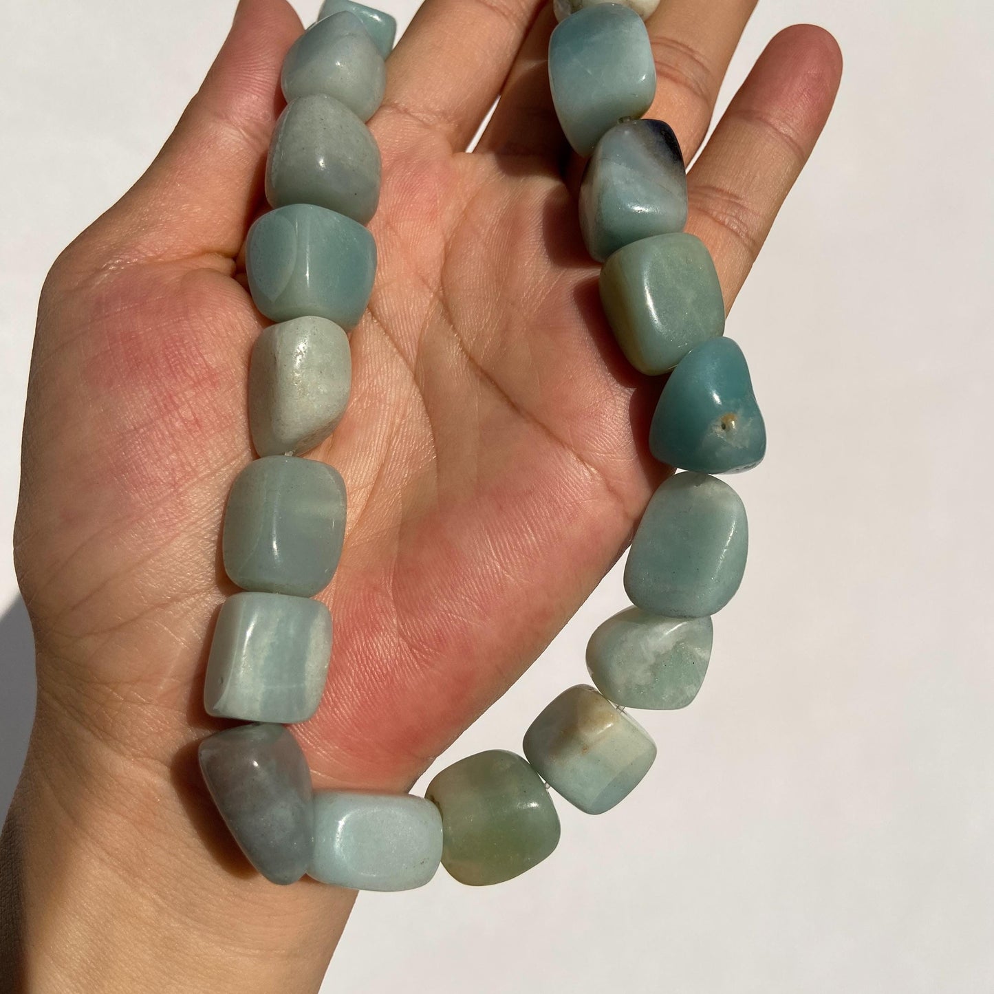 Chunky Amazonit Nugget Perlen in sanftem Türkisgrün für DIY Schmuckherstellung, natürliche Edelsteinperlen im Boho Stil, ca. 38cm Strang