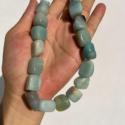 Chunky Amazonit Nugget Perlen in sanftem Türkisgrün für DIY Schmuckherstellung, natürliche Edelsteinperlen im Boho Stil, ca. 38cm Strang