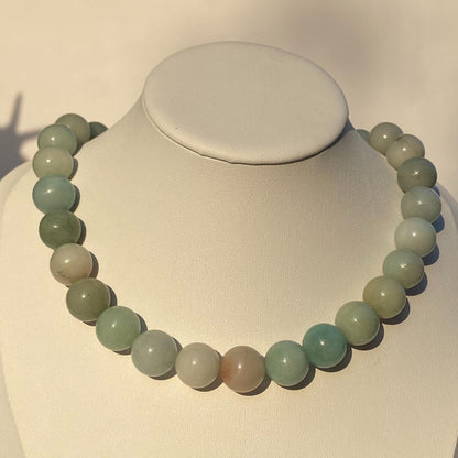 Natürliche grüne Jade Perlenkette für DIY Schmuckherstellung, polierte runde Edelsteinperlen für Mala Armband oder Halskette Projekte